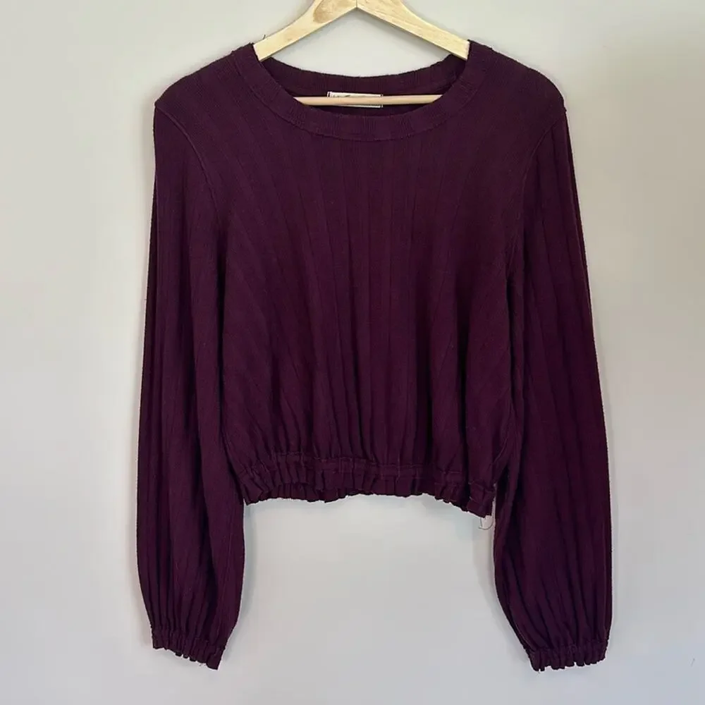 We the Free Free People Cinched Top We the Free Purple Shirt Scoop Neck